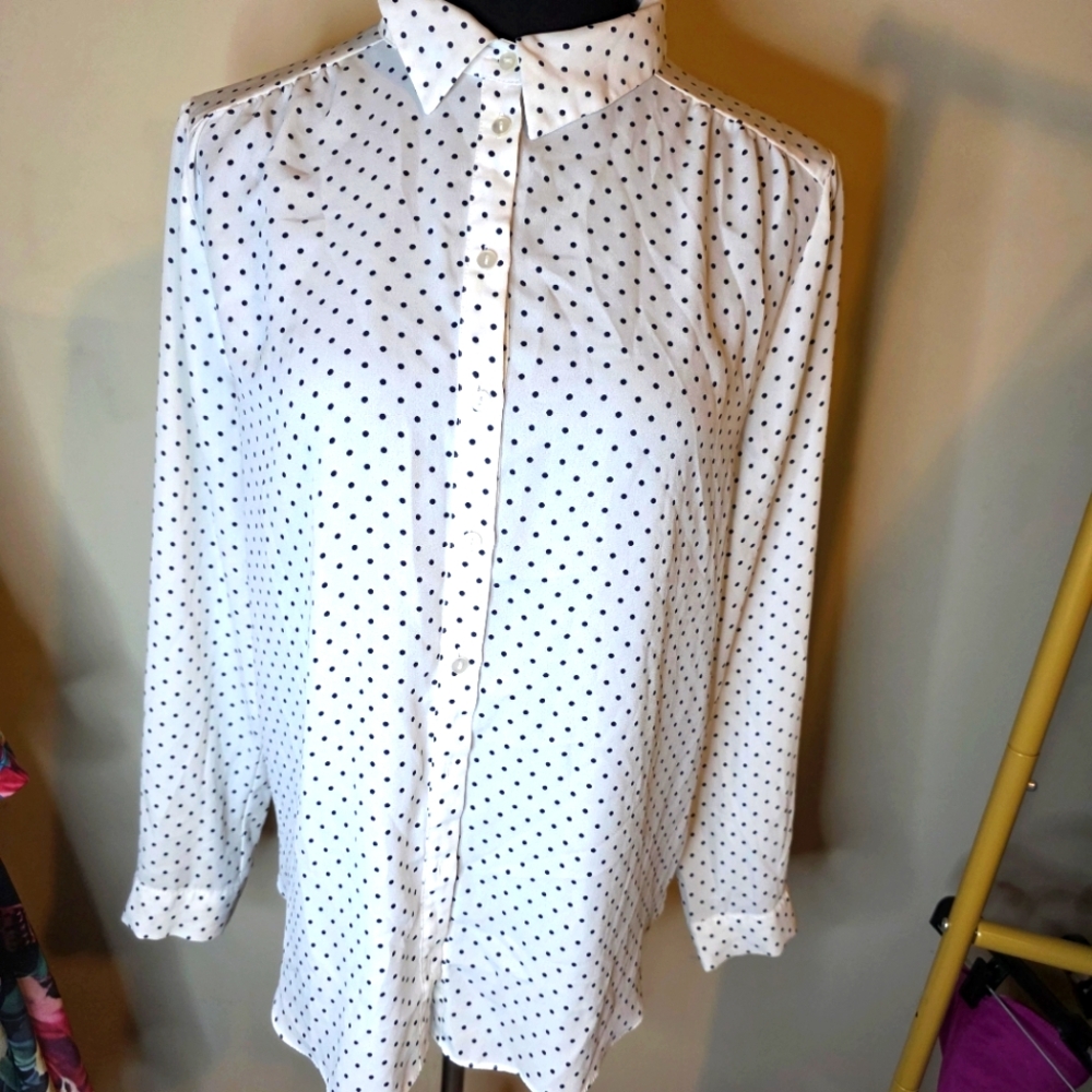 Polka Dot Button-Up Blouse